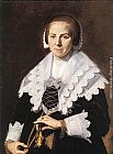 Frans Hals Canvas Paintings - Portrait of a Woman Holding a Fan